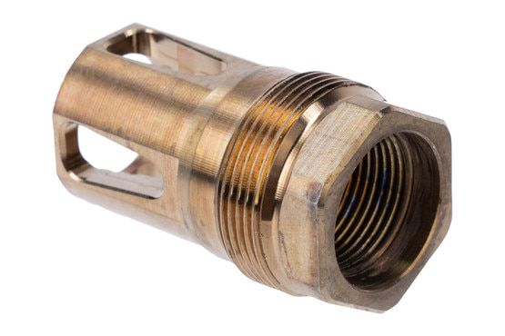 Rugged, heat treated flash hider for 5/8x24 threaded barrels.